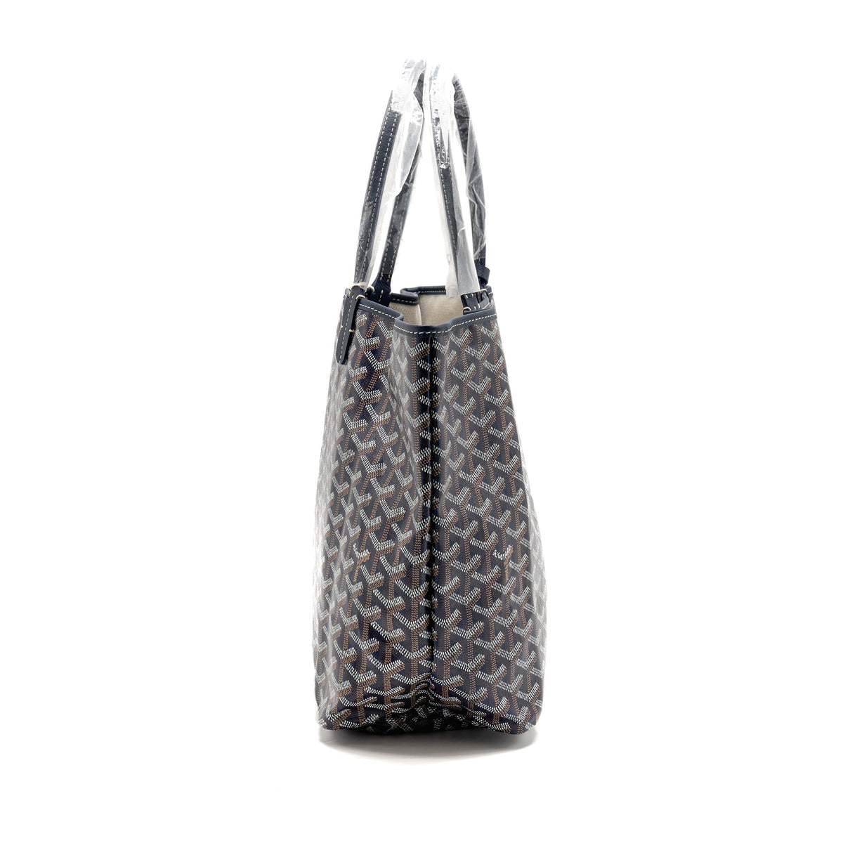 GOYARD SAINT LOUIS PM TOTE GOYARDINE CANVAS/CALFSKIN NAVY BLUE SHW