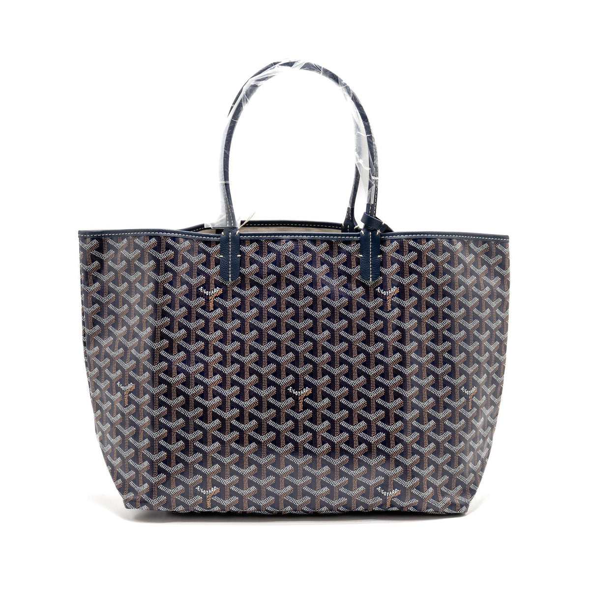 GOYARD SAINT LOUIS PM TOTE GOYARDINE CANVAS/CALFSKIN NAVY BLUE SHW
