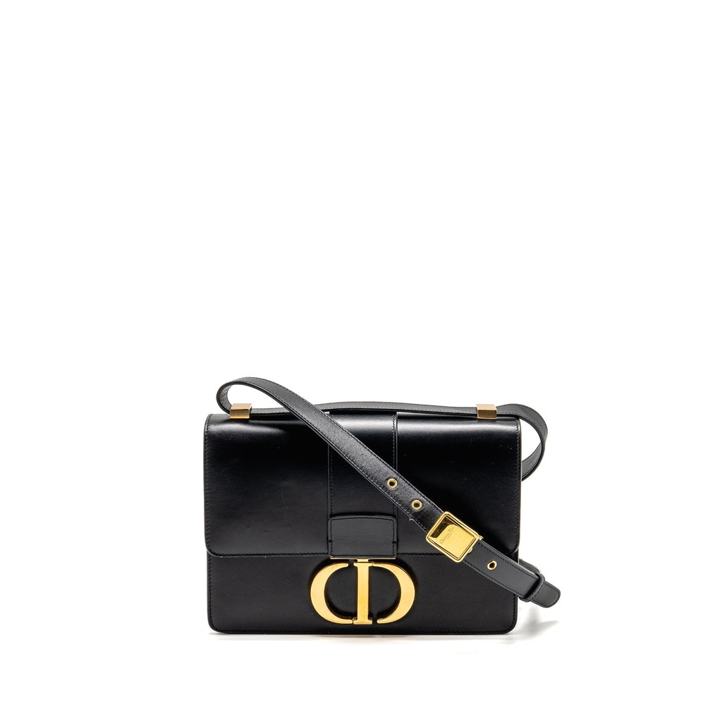 DIOR MEDIUM 30 MONTAIGNE FLAP BAG CALFSKIN BLACK GHW