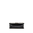 Chanel 16A Medium Boy Bag Pleated Calfskin Black/White RUTHENIUM HARDWARE