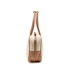 MIU MIU BEAU BAG CANVAS/LEATHER BEIGE/BRANDY GHW