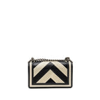 Chanel 16A Medium Boy Bag Pleated Calfskin Black/White RUTHENIUM HARDWARE