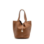Hermes Picotin 22 Lock Bag Clemence/Swift Gold/Blue Brume Handle SHW