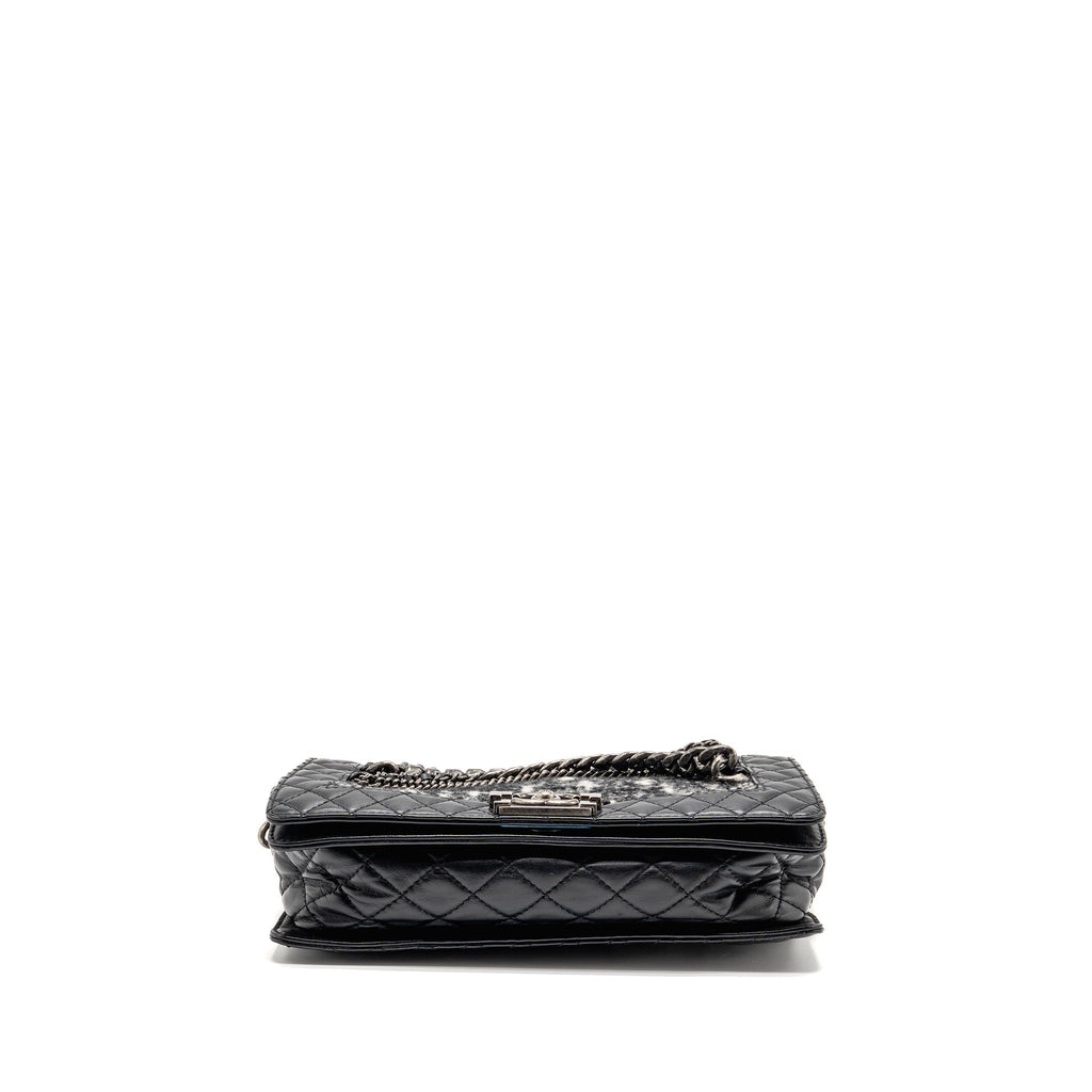 CHANEL MULTI CHAIN BOY BAG CALFSKIN/TWEED BLACK SHW