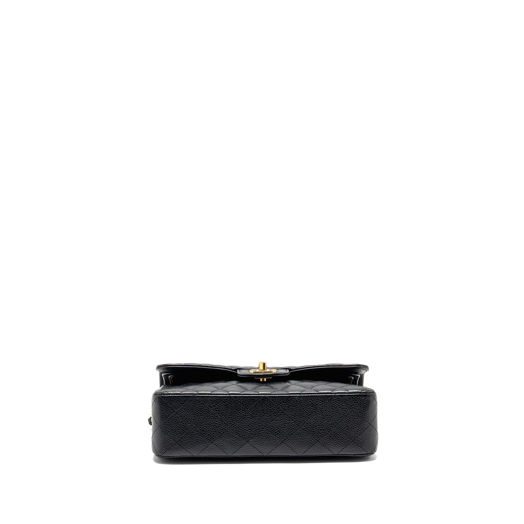 CHANEL SMALL CLASSIC DOUBLE FLAP CAVIAR BLACK GHW (MICROCHIP)