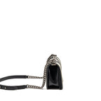 Chanel 16A Medium Boy Bag Pleated Calfskin Black/White RUTHENIUM HARDWARE