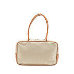 MIU MIU BEAU BAG CANVAS/LEATHER BEIGE/BRANDY GHW