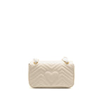Gucci medium GG Marmont Shoulder Bag Matelasse Chevron Leather White GHW