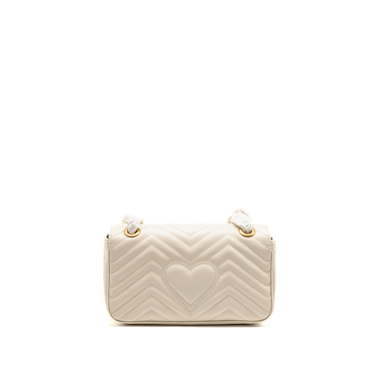Gucci medium GG Marmont Shoulder Bag Matelasse Chevron Leather White GHW
