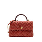 CHANEL LARGE COCO HANDLE WITH LIZARD HANDLE CAVIAR RED GHW