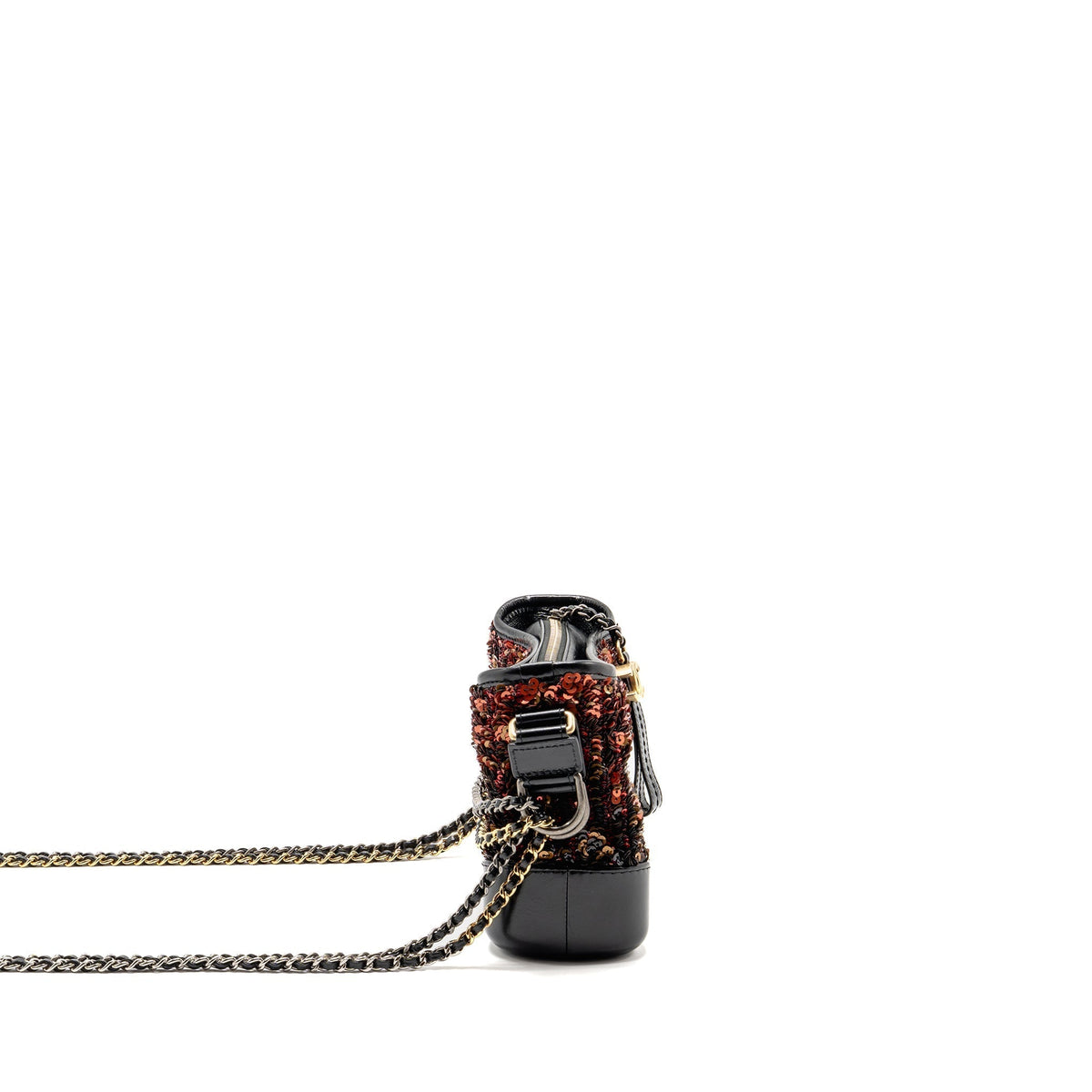 CHANEL SMALL GABRIELLE HOBO BAG SEQUIN/SHINY CALFSKIN ORANGE/BLACK MULTICOLOUR HARDWARE