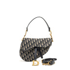 DIOR MEDIUM SADDLE BAG BLUE OBLIQUE CANVAS GHW