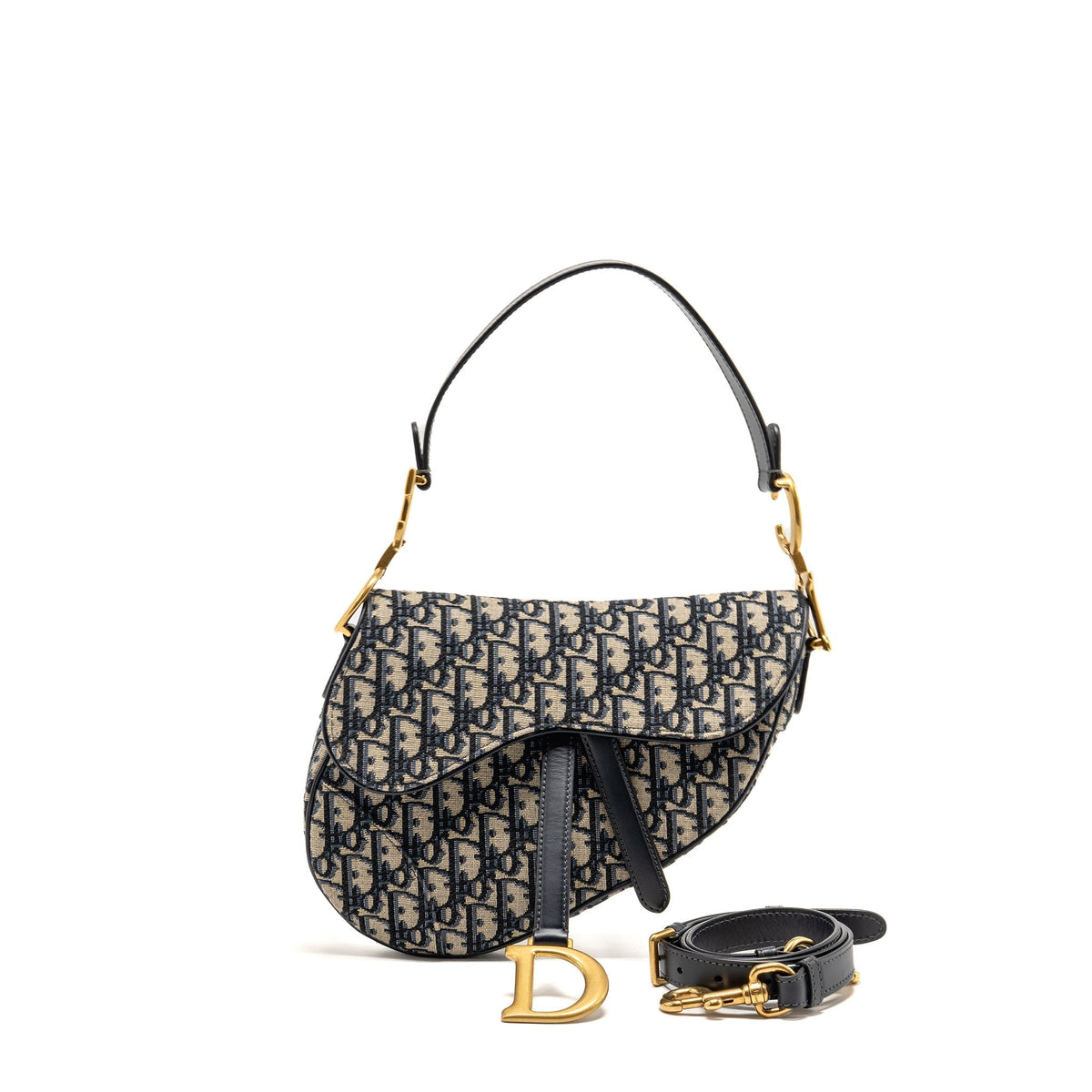 DIOR MEDIUM SADDLE BAG BLUE OBLIQUE CANVAS GHW