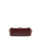 Chanel 16A Gold Bar Top Handle Flap Bag Glazed Calfskin Burgundy GHW