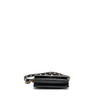 CHANEL DETAILED STRAP WALLET ON CHAIN LAMBSKIN BLACK WITH MULTICOLOUR HARDWARE (MICROCHIP)