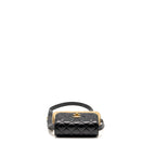 CHANEL 25A SUEDE PATCHWORK MINI CROSSBODY BAG LAMBSKIN BROWN/BLACK GHW (MICROCHIP)