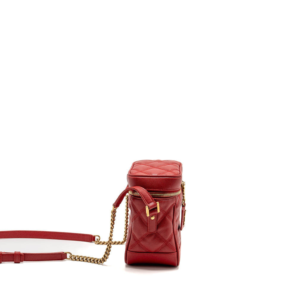 Saint laurent/YSL Paris 80’s quilted vanity crossbody bag calfskin red GHW