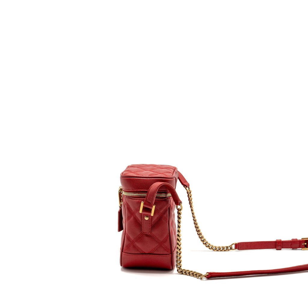 Saint laurent/YSL Paris 80’s quilted vanity crossbody bag calfskin red GHW