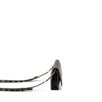 CHANEL DETAILED STRAP WALLET ON CHAIN LAMBSKIN BLACK WITH MULTICOLOUR HARDWARE (MICROCHIP)