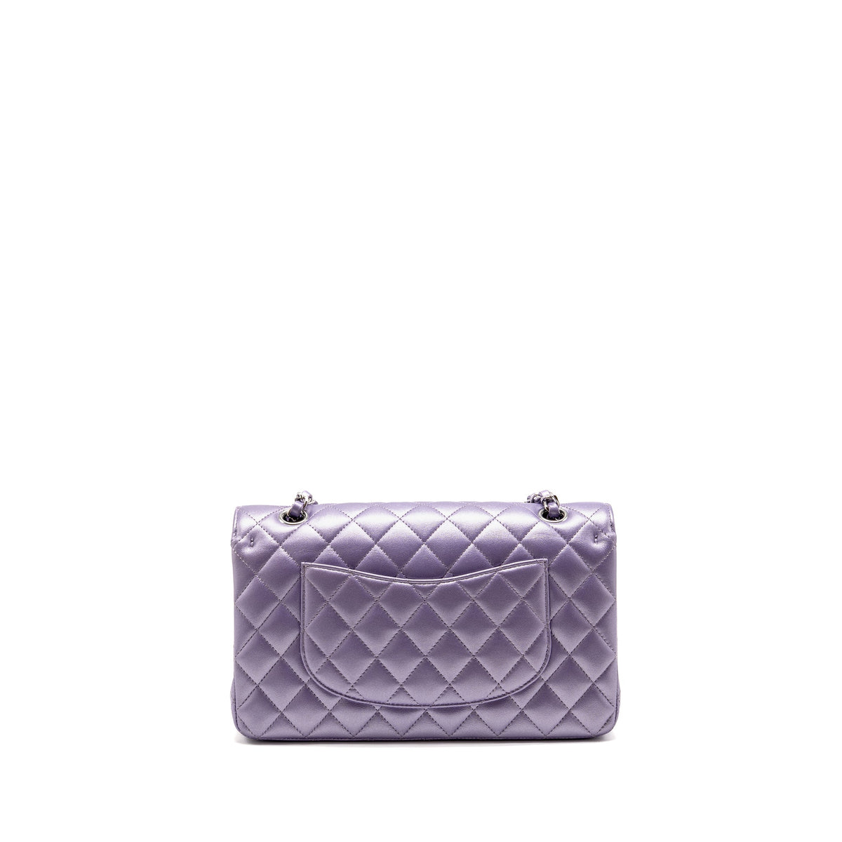 Chanel Medium Classic Double Flap Bag Lambskin IRIDESCENT Purple SHW (Microchip)