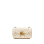 Gucci medium GG Marmont Shoulder Bag Matelasse Chevron Leather White GHW