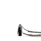 CHANEL DETAILED STRAP WALLET ON CHAIN LAMBSKIN BLACK WITH MULTICOLOUR HARDWARE (MICROCHIP)