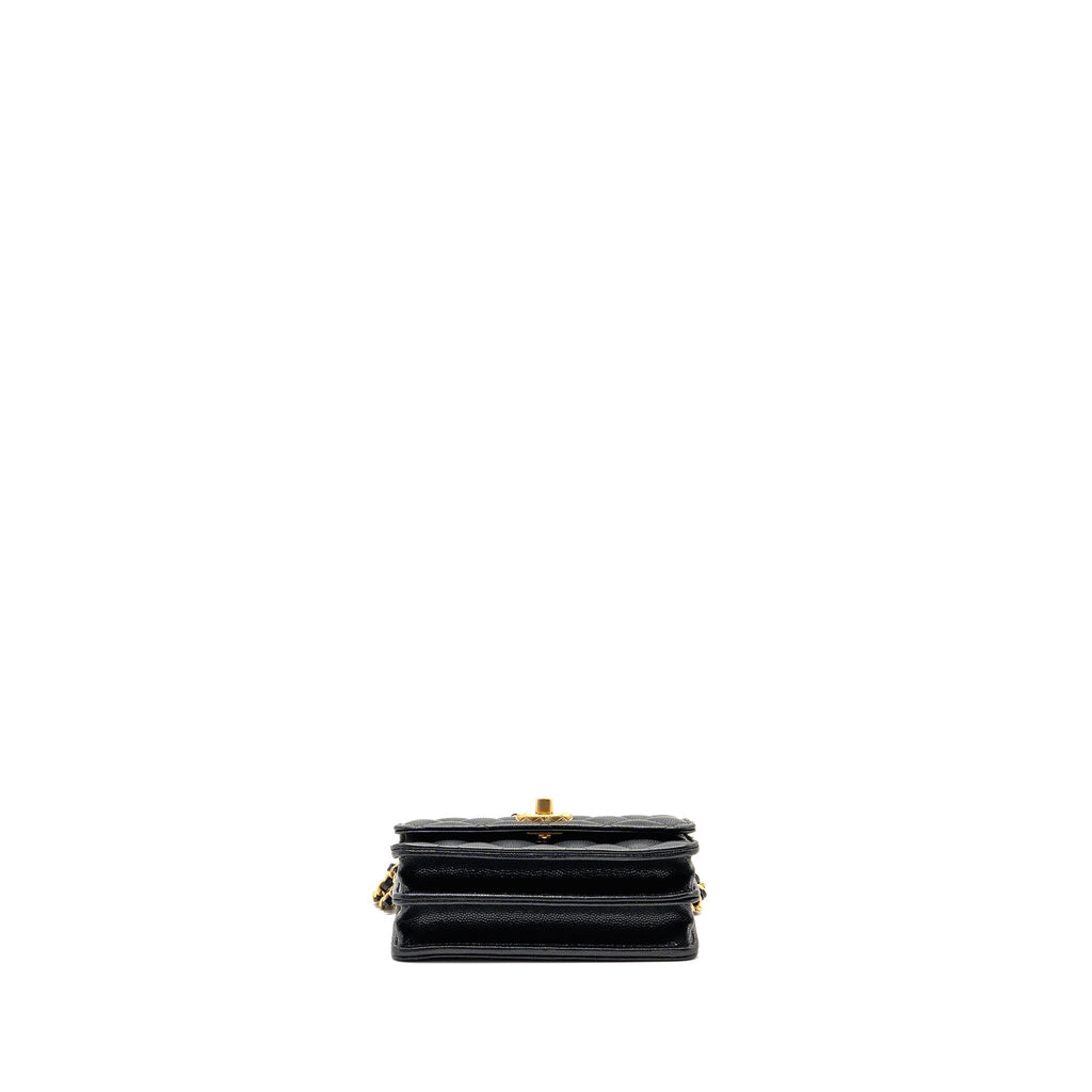 Chanel 23a mini wallet on chain caviar black GHW (microchip)