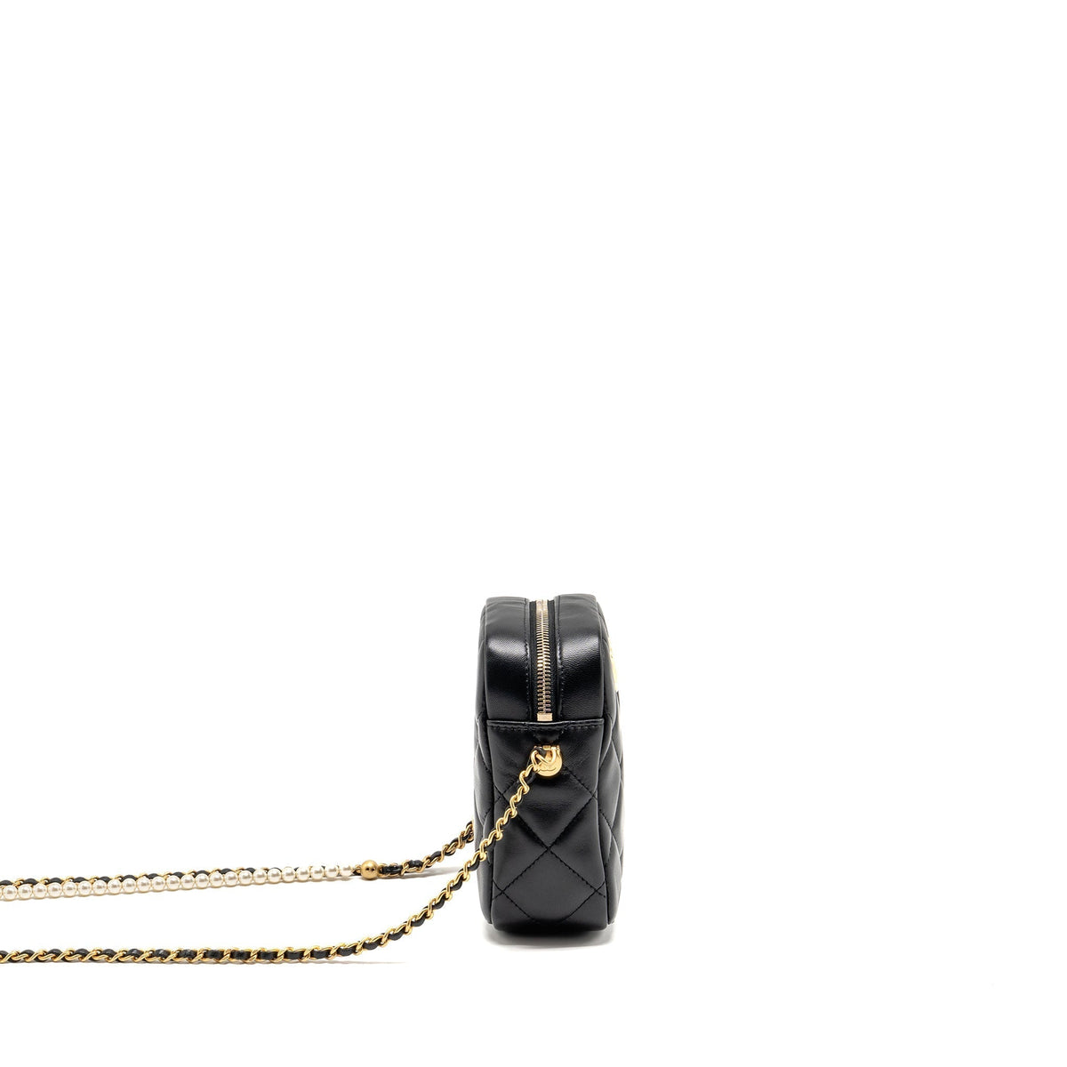 CHANEL 22C MY PERFECT MINI CAMERA CASE WITH CHAIN LAMBSKIN BLACK GHW (MICROCHIP)