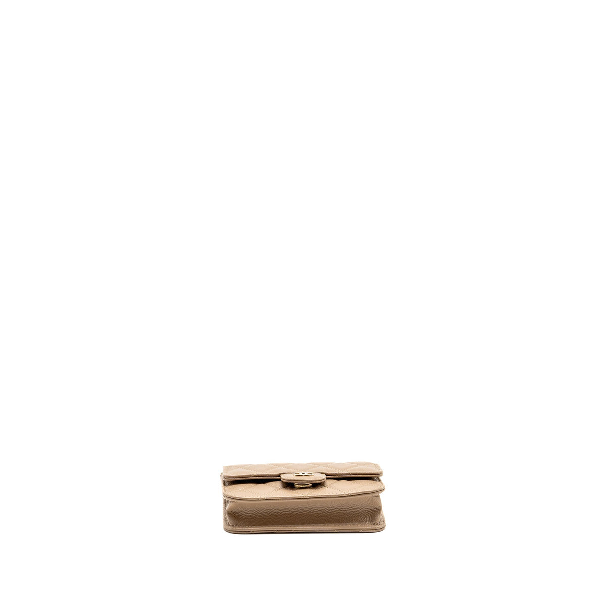 CHANEL MINI FLAP CLUTCH WITH CHAIN CAVIAR DARK BEIGE LGHW (MICROCHIP)