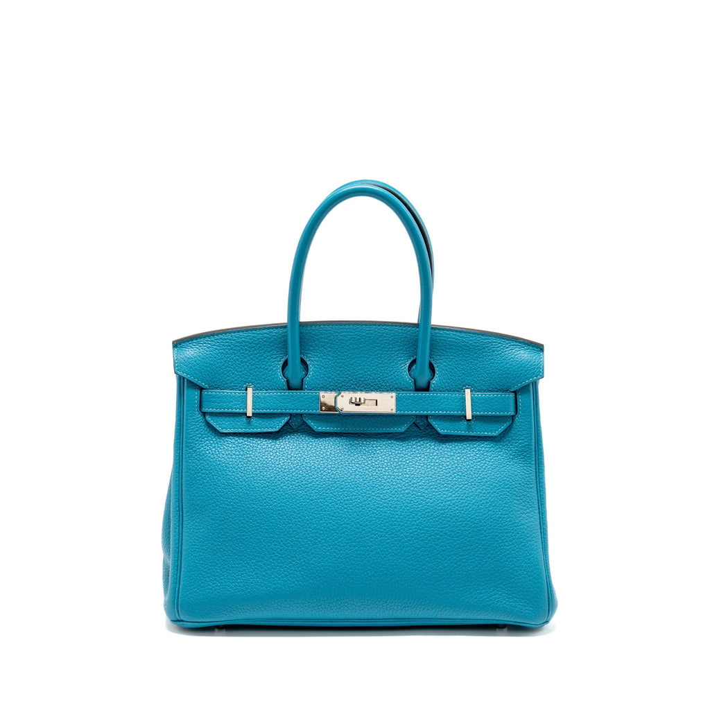 Hermes Birkin 30 Clemence Blue Paon SHW
