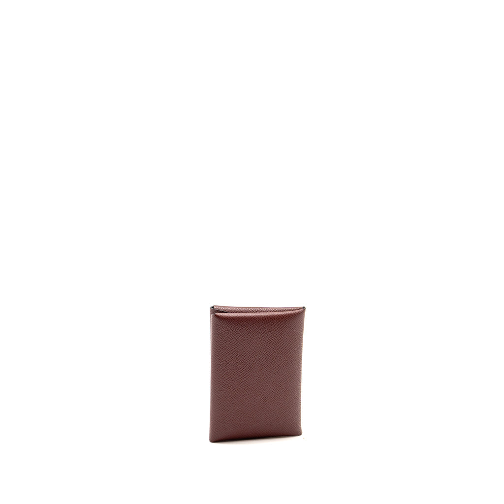 Hermes calvi duo card holder epsom rouge H SHW