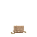CHANEL MINI FLAP CLUTCH WITH CHAIN CAVIAR DARK BEIGE LGHW (MICROCHIP)