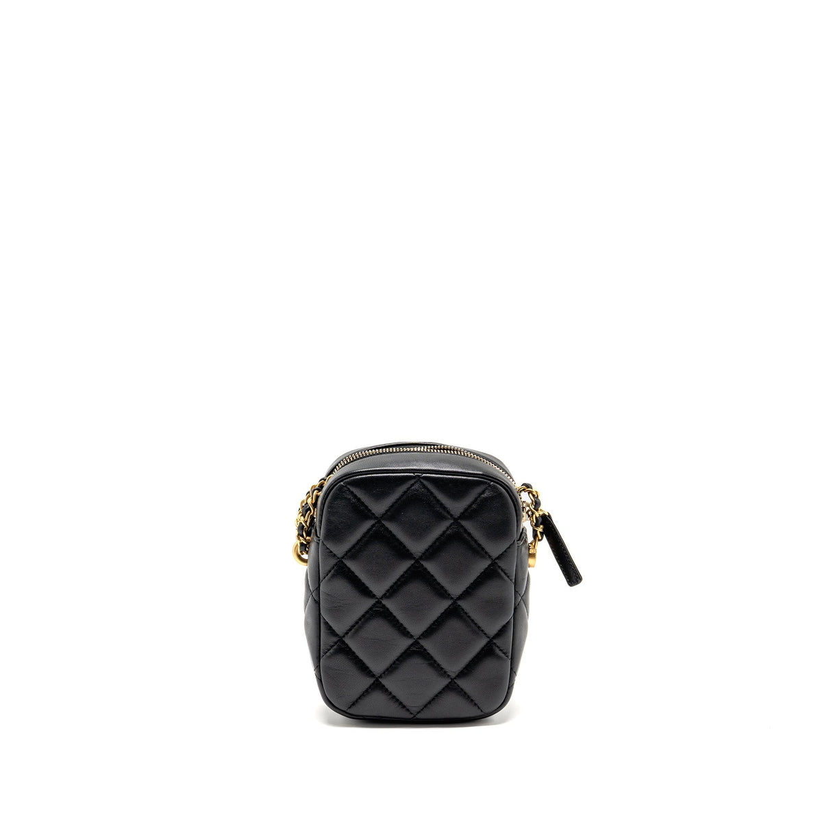CHANEL 22C MY PERFECT MINI CAMERA CASE WITH CHAIN LAMBSKIN BLACK GHW (MICROCHIP)
