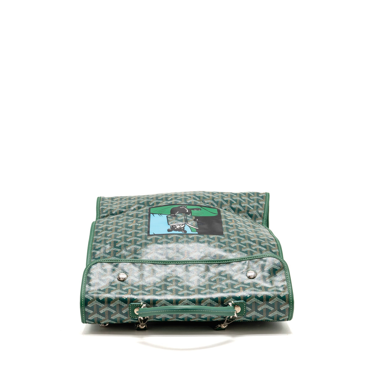 Goyard Saint Leger Backpack with Bulldog Print Goyardine Canvas/Calfskin Green SHW
