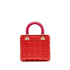DIOR MEDIUM LADY DIOR LAMBSKIN DARK PINK/PURPLE LGHW