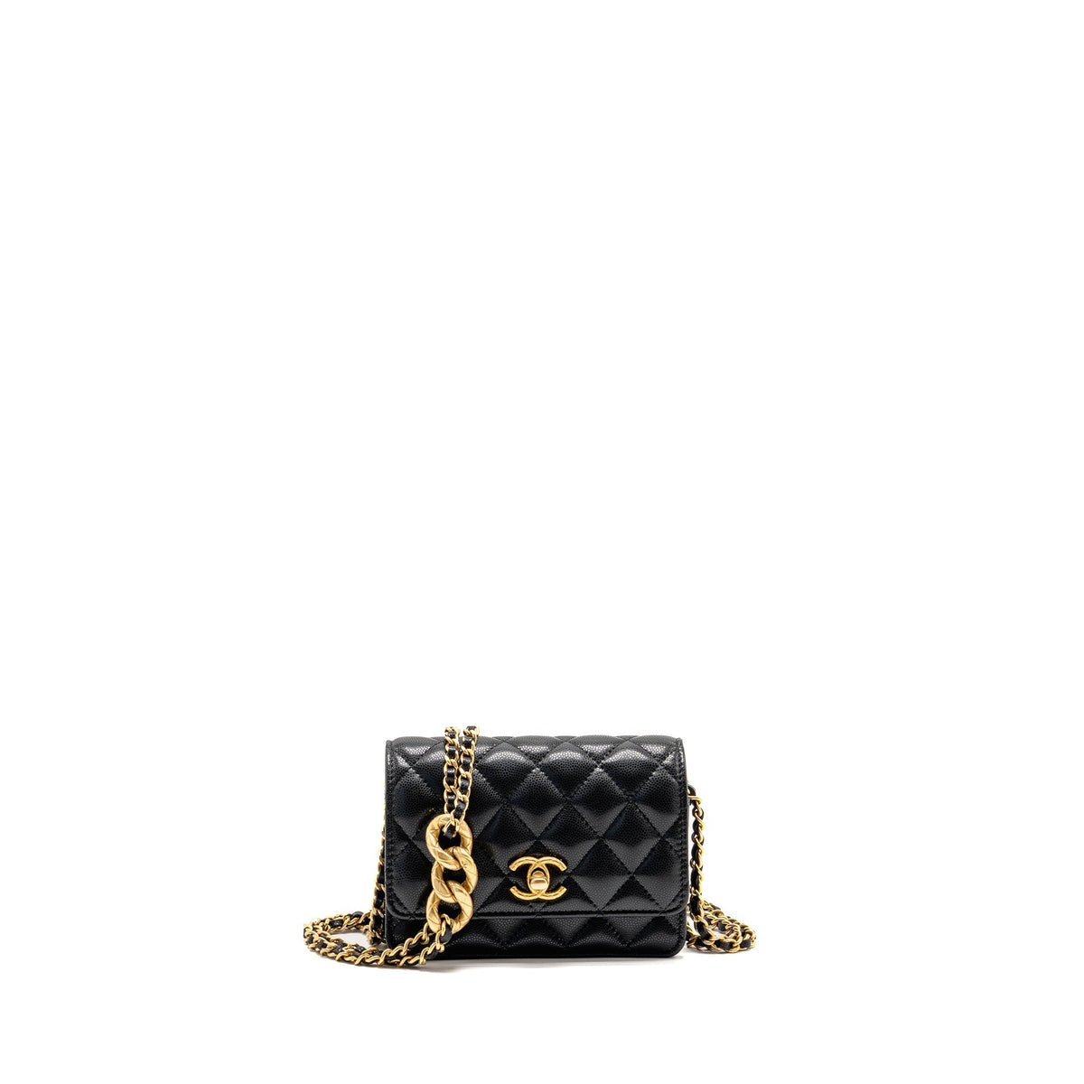 Chanel 23a mini wallet on chain caviar black GHW (microchip)