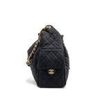 CHANEL 25 MEDIUM HANDBAG WASHED DENIM BLACK GHW (MICROCHIP)