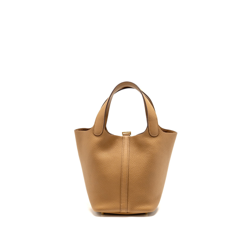 Hermes Picotin 18 Lock Bag Clemence 4B Biscuit GHW