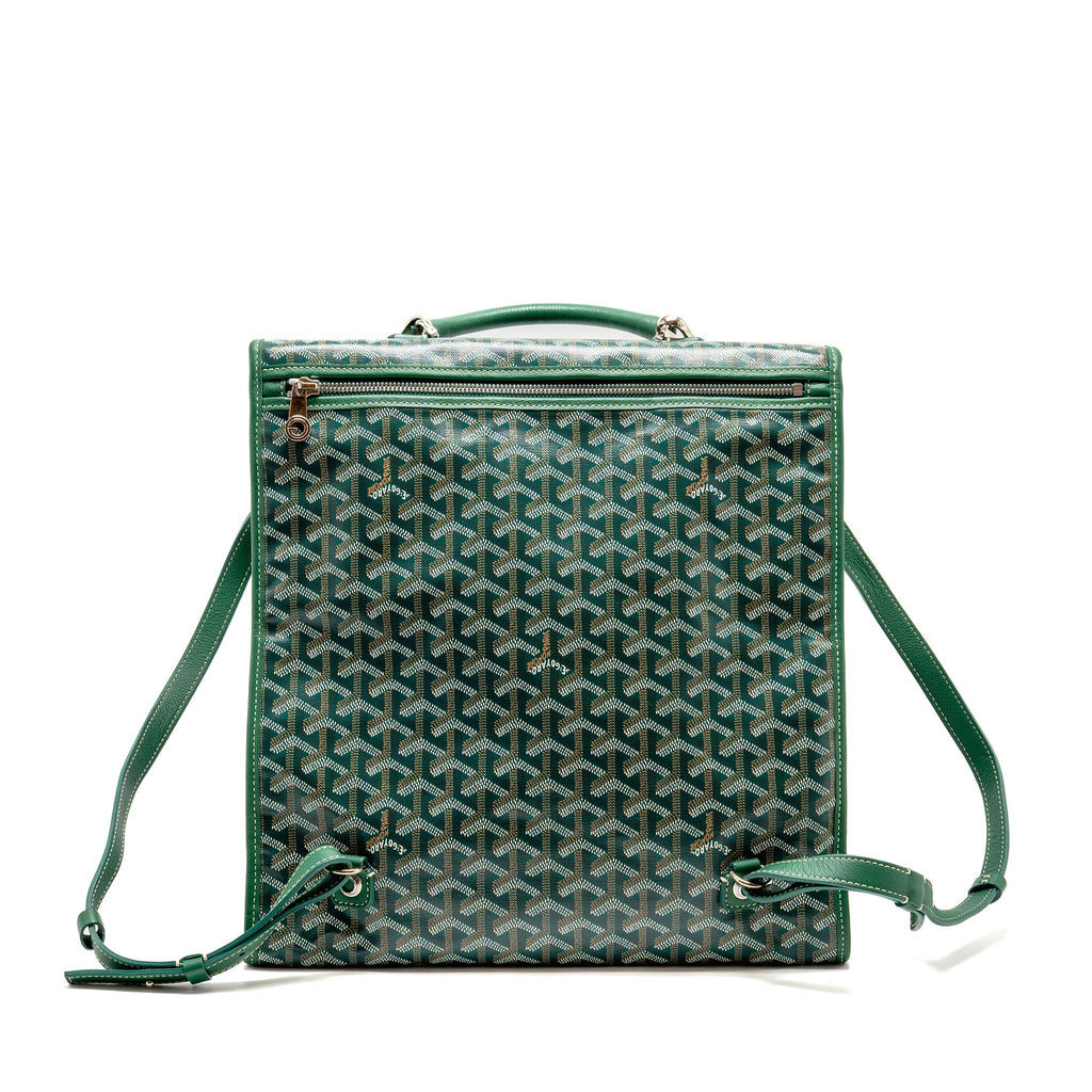 Goyard Saint Leger Backpack with Bulldog Print Goyardine Canvas/Calfskin Green SHW