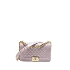 Chanel 16P Medium Boy Bag IRIDESCENT Glazed Calfskin Light Purple LGHW