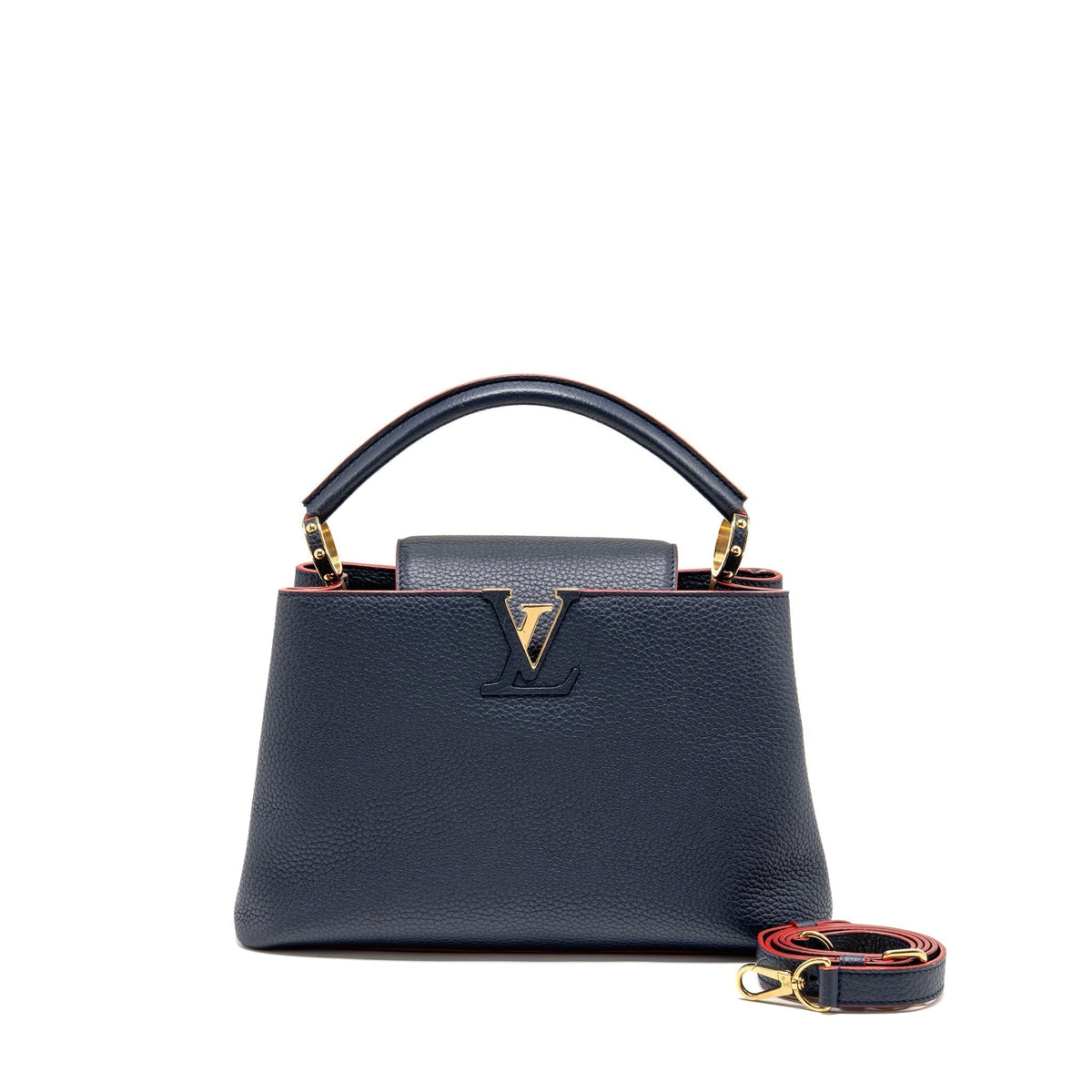 LOUIS VUITTON CAPUCINES PM TAURILLON LEATHER MARINE BLUE GHW