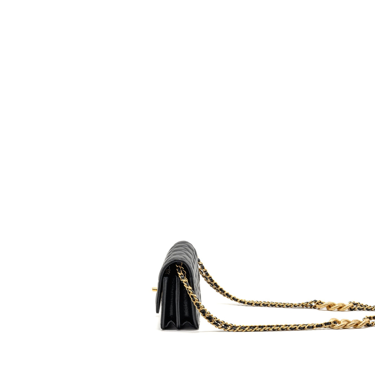Chanel 23a mini wallet on chain caviar black GHW (microchip)