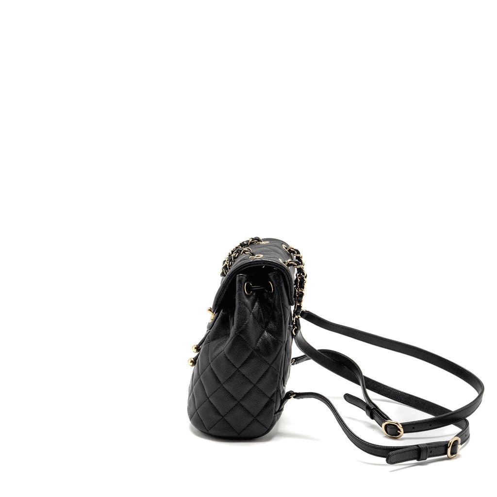 CHANEL QUILTED MINI BACKPACK CAVIAR BLACK LGHW (MICROCHIP)