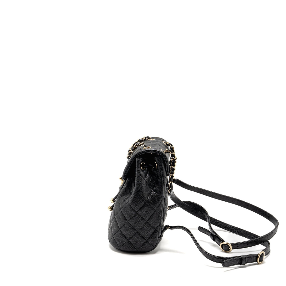 CHANEL QUILTED MINI BACKPACK CAVIAR BLACK LGHW (MICROCHIP)