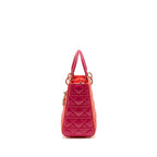 DIOR MEDIUM LADY DIOR LAMBSKIN DARK PINK/PURPLE LGHW