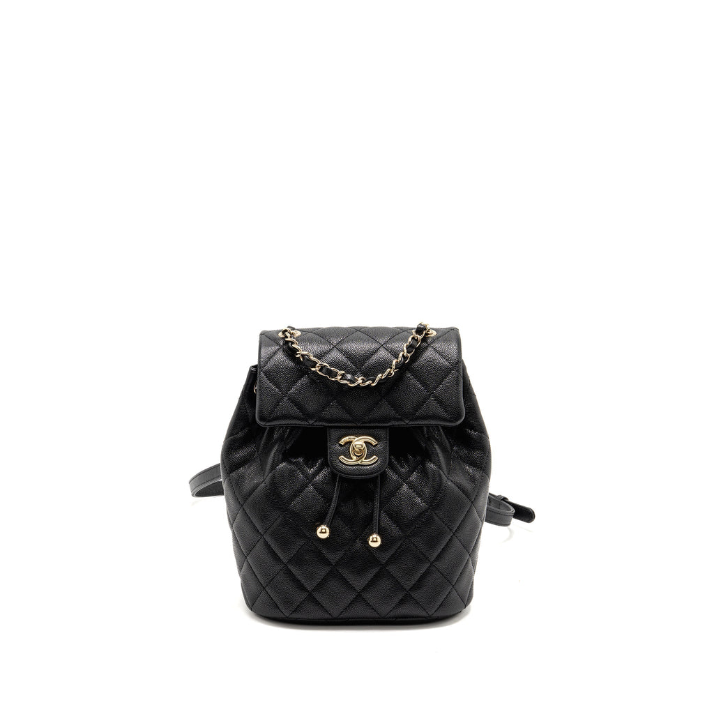 CHANEL QUILTED MINI BACKPACK CAVIAR BLACK LGHW (MICROCHIP)