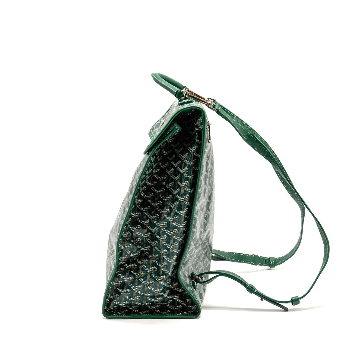 Goyard Saint Leger Backpack with Bulldog Print Goyardine Canvas/Calfskin Green SHW