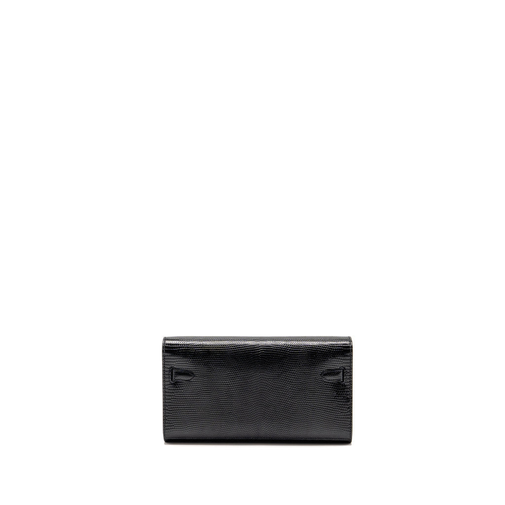 HERMES KELLY TO GO LIZARD NILOTICUS LISSE BLACK GHW