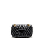 GUCCI MEDIUM GG MARMONT SHOULDER BAG CALFSKIN BLACK GHW
