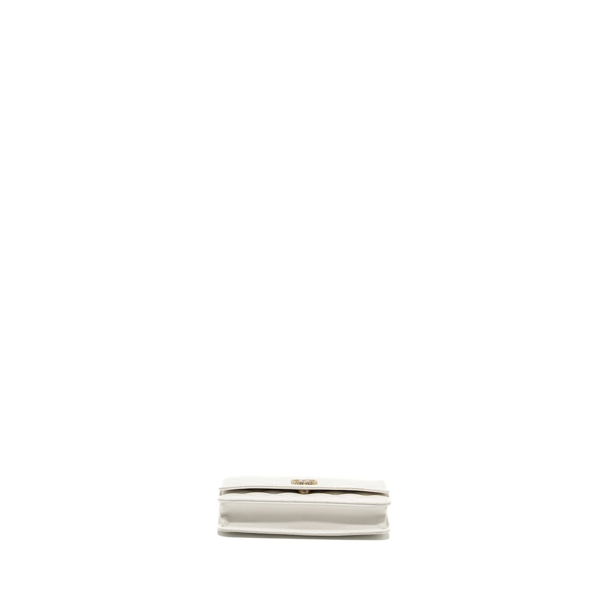 CHANEL DETAIL CRYSTAL CC LOGO WALLET ON CHAIN CAVIAR WHITE LGHW(MICROCHIP)